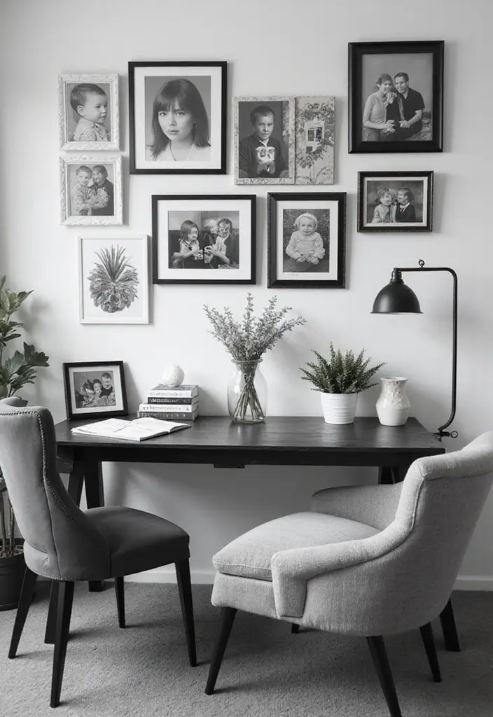 20 Black & White Home Office Designs That Always Work - 14. Personalized Touches