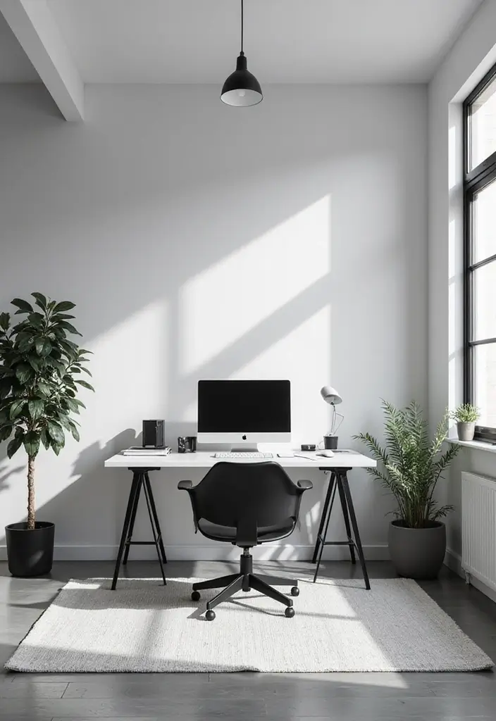 20 Black & White Home Office Designs That Always Work - 17. Open Desk Concept