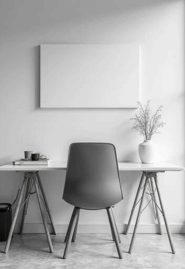 20 Black & White Home Office Designs That Always Work - 3. Monochrome Minimalism