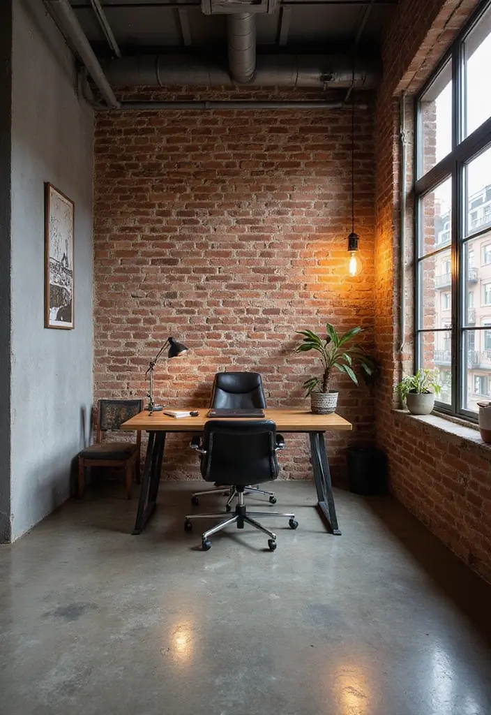 20 Black & White Home Office Designs That Always Work - 5. Chic Industrial Style