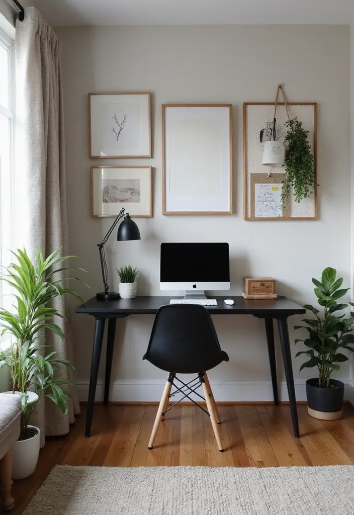 20 Black & White Home Office Designs That Always Work - 6. Creative Workspace Nook