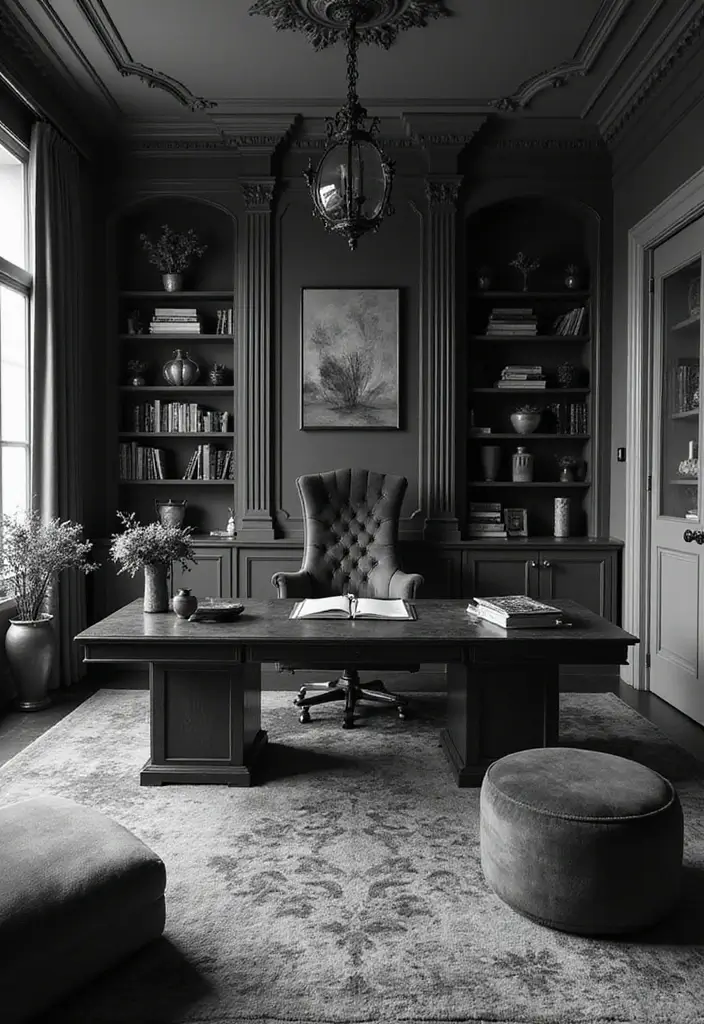 20 Black & White Home Office Designs That Always Work - 7. Luxurious Textures