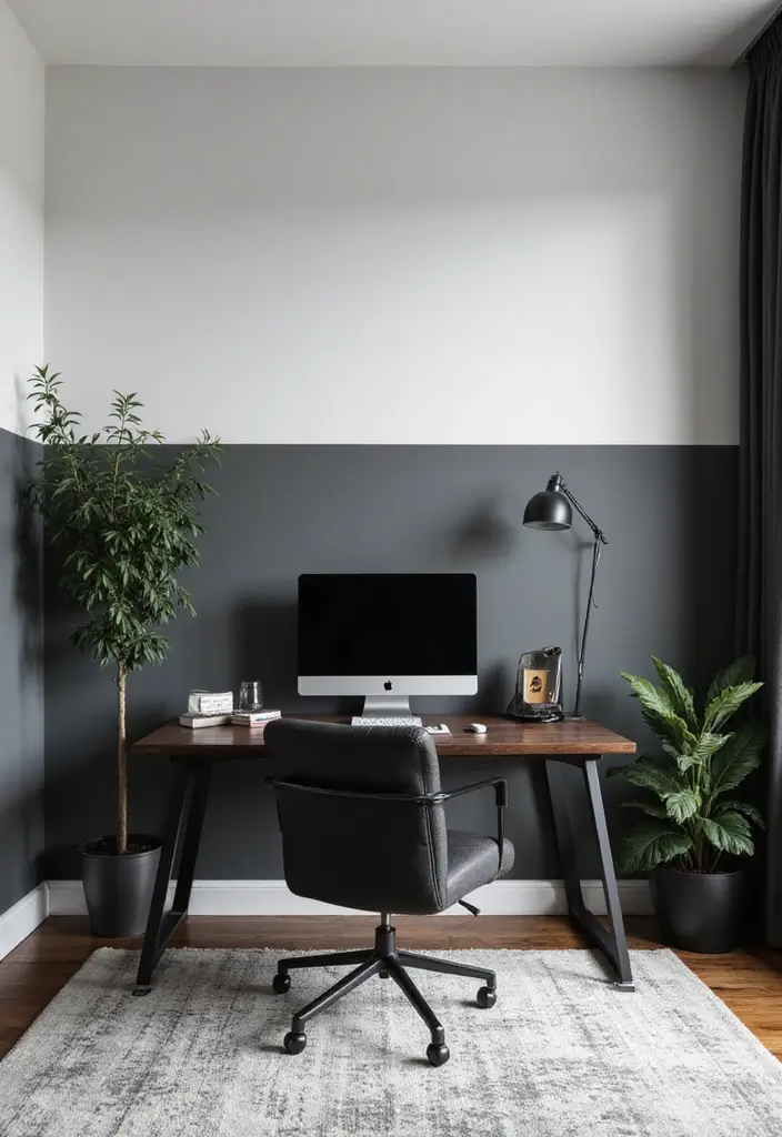 20 Black & White Home Office Designs That Always Work - 9. Dynamic Dual-tone Decor