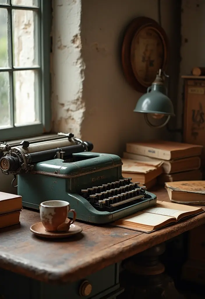 20 Fall Office Decor Ideas for a Cozy Vibe - 18. Vintage Finds