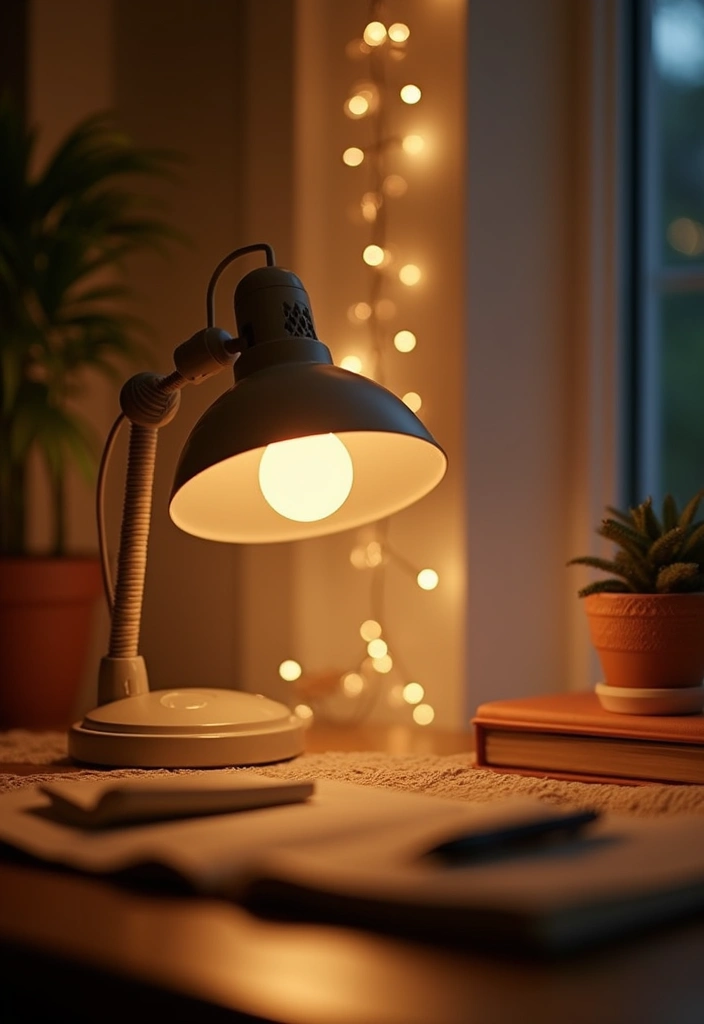 20 Fall Office Decor Ideas for a Cozy Vibe - 7. Warm Lighting