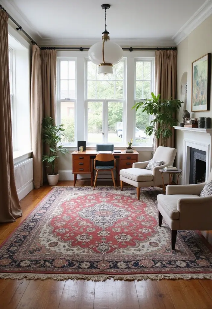 20 Home Office Decor Ideas That Look So Chic - 20. Use a Statement Rug