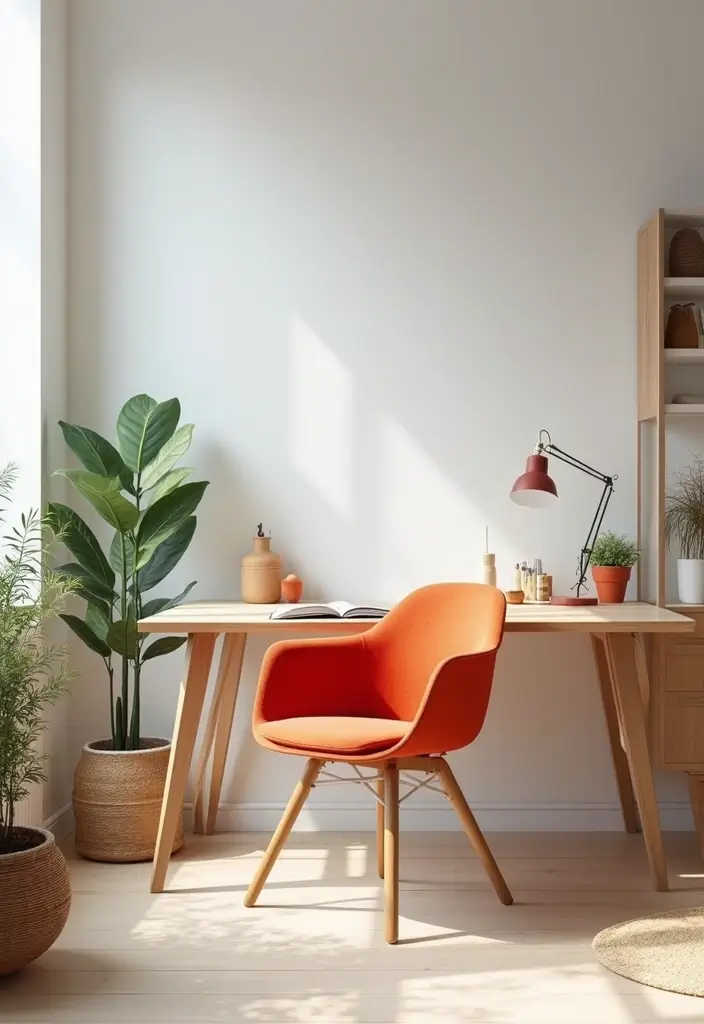 20 Minimalist Office Designs That Keep Things Simple - 10. Colorful Accents