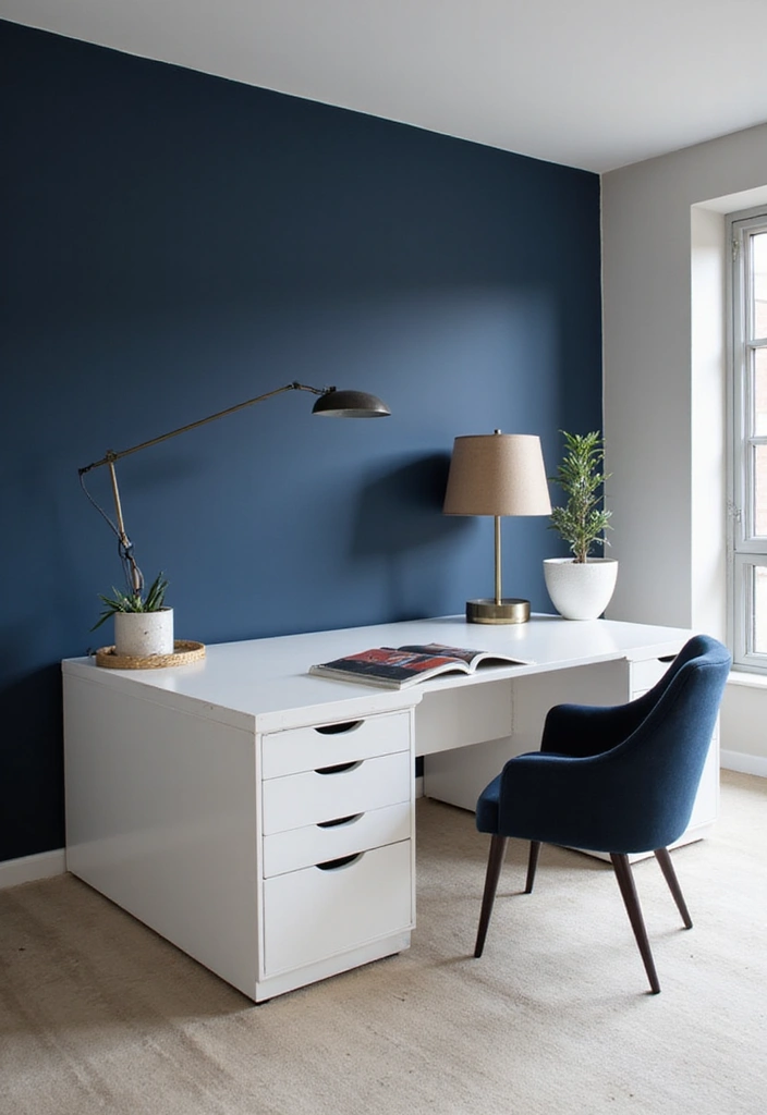 20 Office Paint Ideas That Transform Any Space - 2. Bold Navy Blue