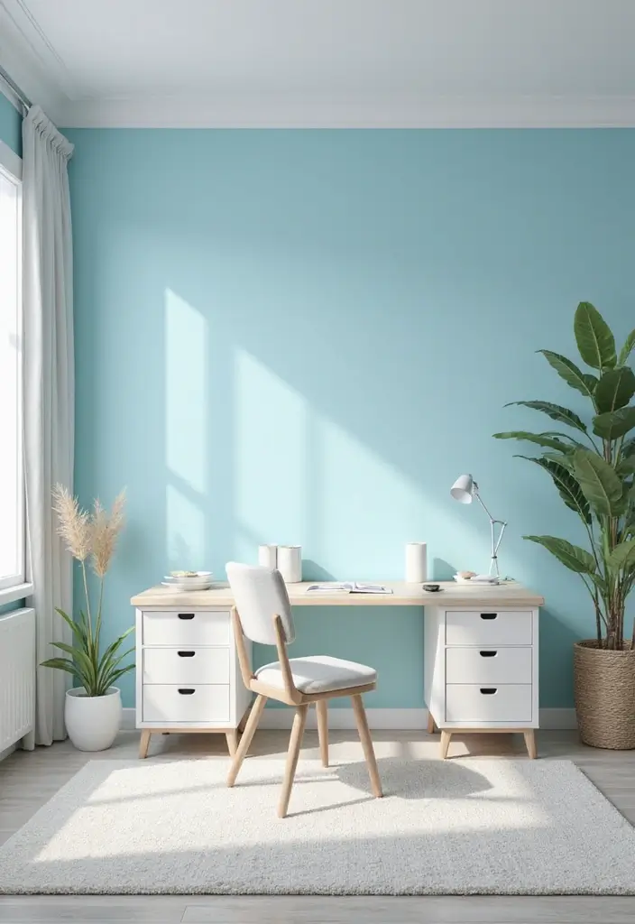 20 Office Paint Ideas That Transform Any Space - 5. Tranquil Sky Blue