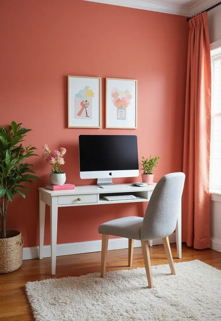 20 Office Paint Ideas That Transform Any Space - 8. Fun Coral