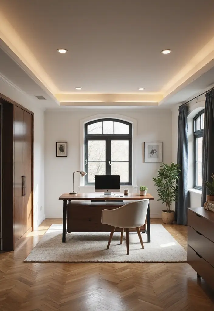 21 Home Office Layout Ideas That Maximize Space - 10. Recessed Lighting