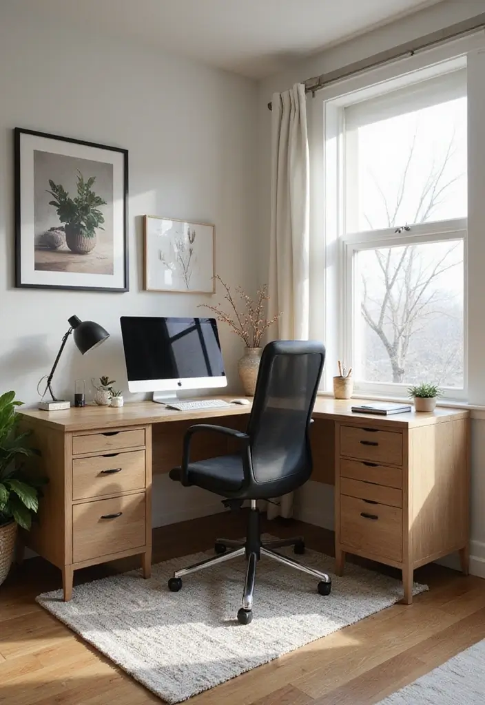 21 Home Office Layout Ideas That Maximize Space - 12. L-Shaped Desk