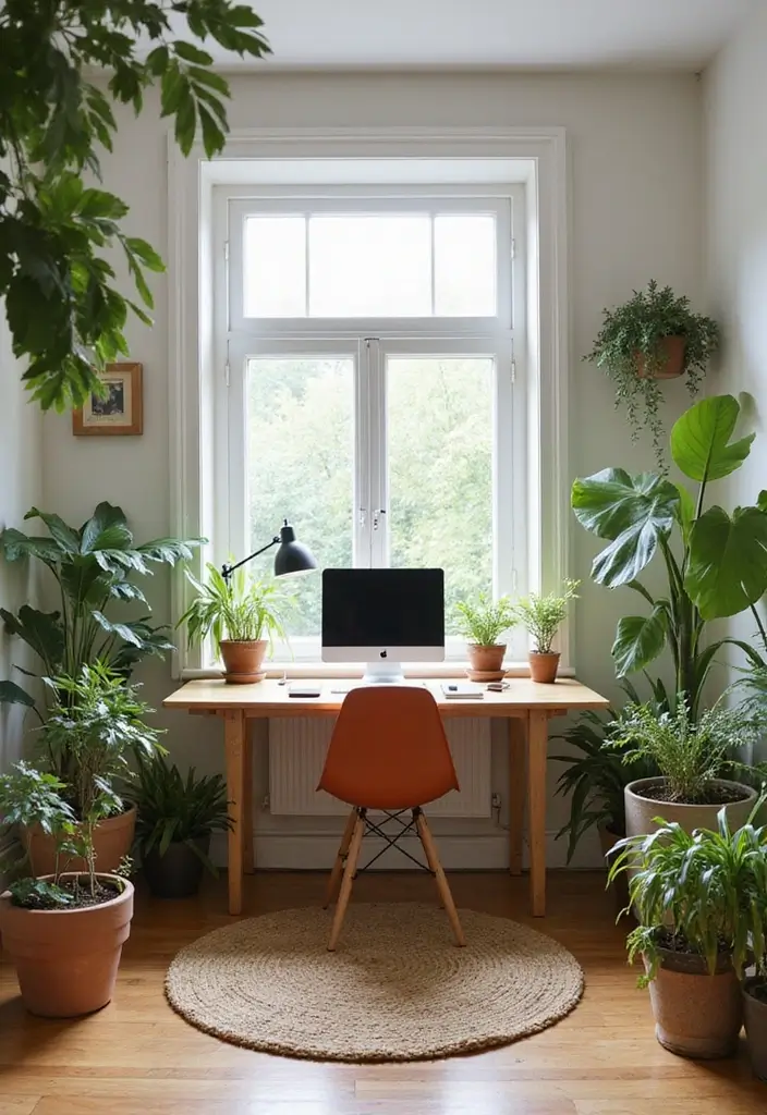 21 Home Office Layout Ideas That Maximize Space - 17. Natural Elements
