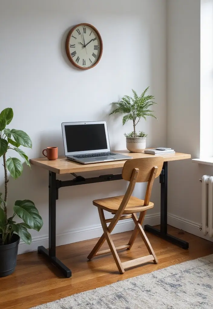 21 Home Office Layout Ideas That Maximize Space - 3. Folding Desk for Flexibility