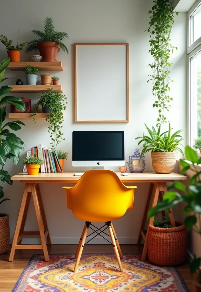 21 Home Office Layout Ideas That Maximize Space - 7. Colorful Accents