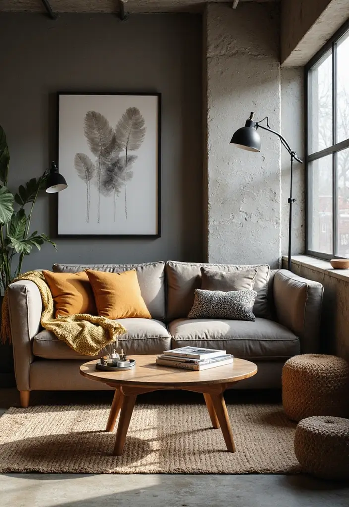 22 Living Room Office Combos That Actually Work - 12. Industrial Chic