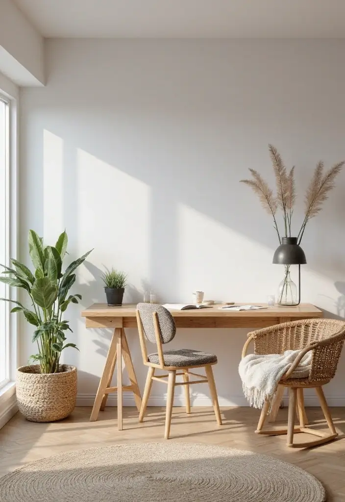 22 Living Room Office Combos That Actually Work - 19. Scandinavian Simplicity