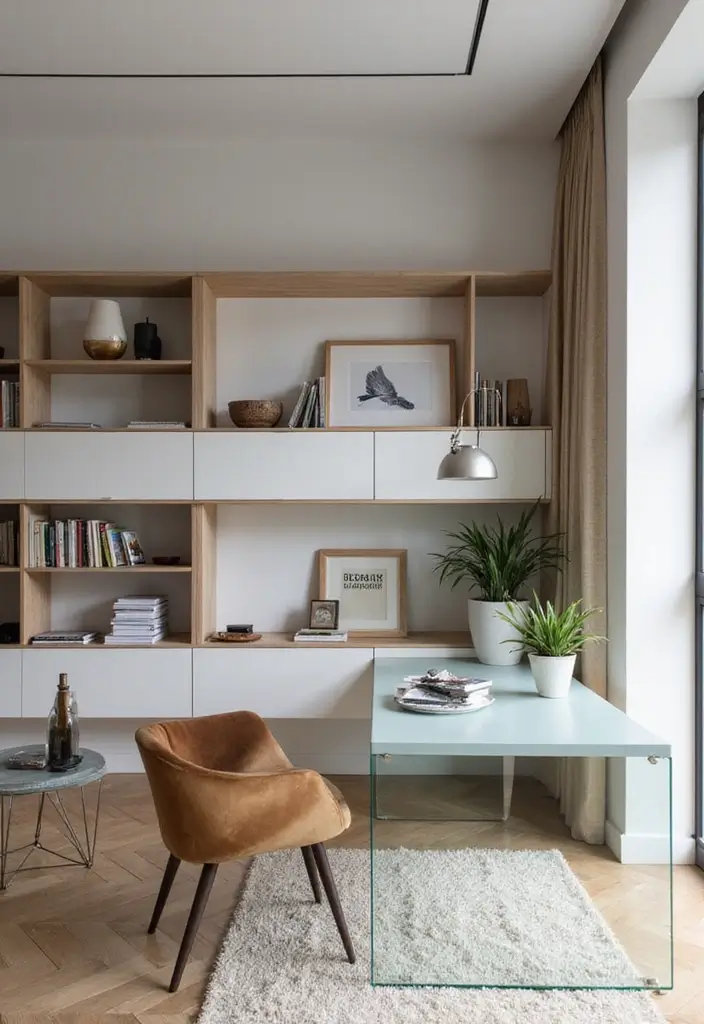 22 Living Room Office Combos That Actually Work - 2. Sleek and Streamlined