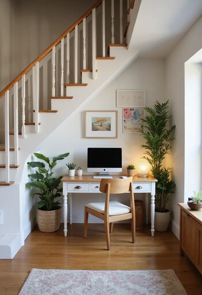 22 Living Room Office Combos That Actually Work - 20. Under the Stairs