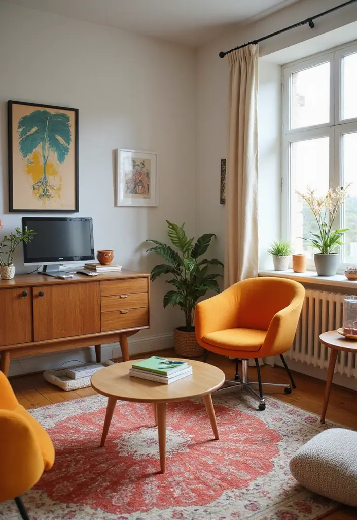 22 Living Room Office Combos That Actually Work - 22. A Pop of Color