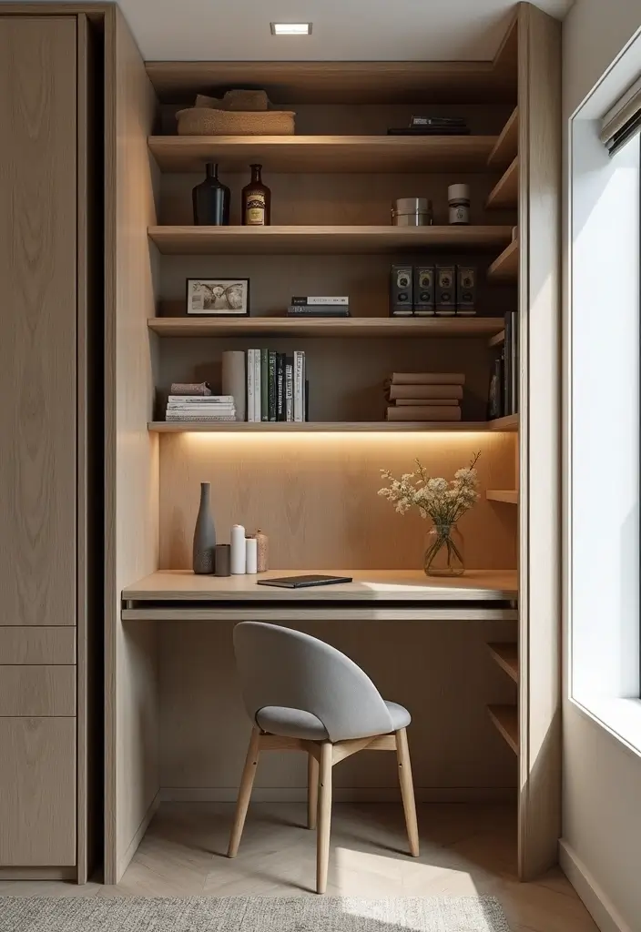 22 Living Room Office Combos That Actually Work - 3. Hidden Workspace