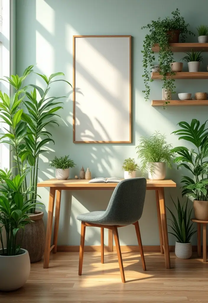 22 Living Room Office Combos That Actually Work - 6. Green Office Oasis