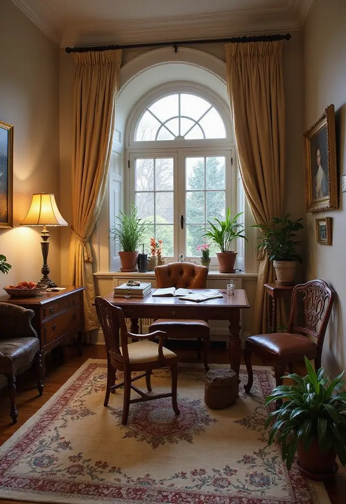 22 Living Room Office Combos That Actually Work - 9. Chic Vintage Vibes