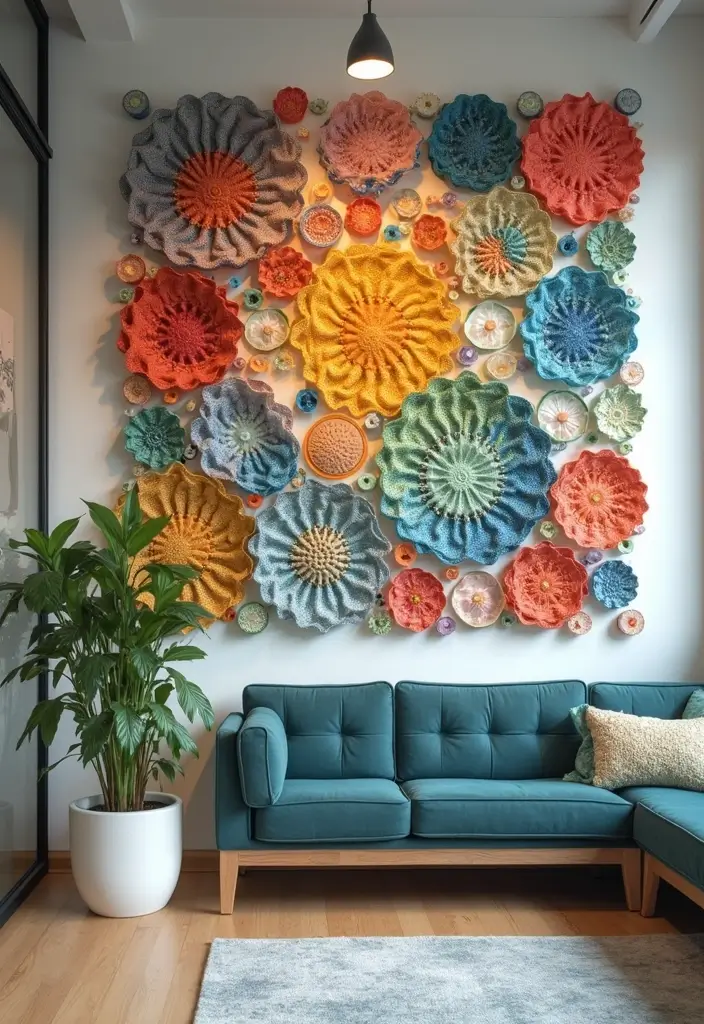 22 Office Decoration Ideas That Feel Fresh & Stylish - 13. Upcycled Art Installation