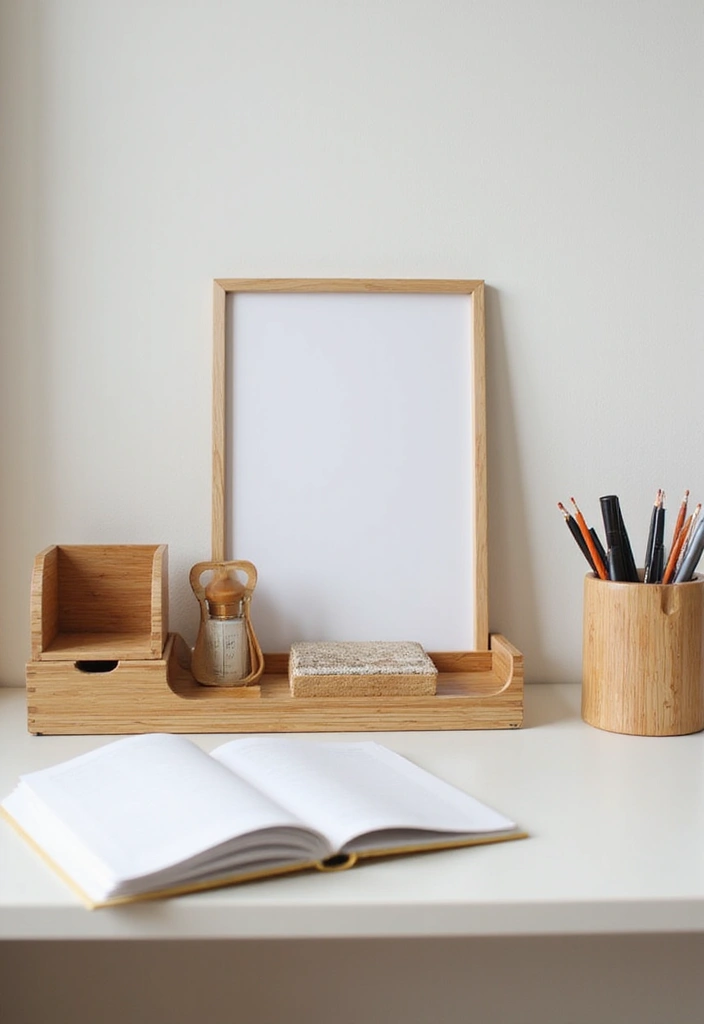 22 Office Decoration Ideas That Feel Fresh & Stylish - 4. Eco-Friendly Desk Accessories