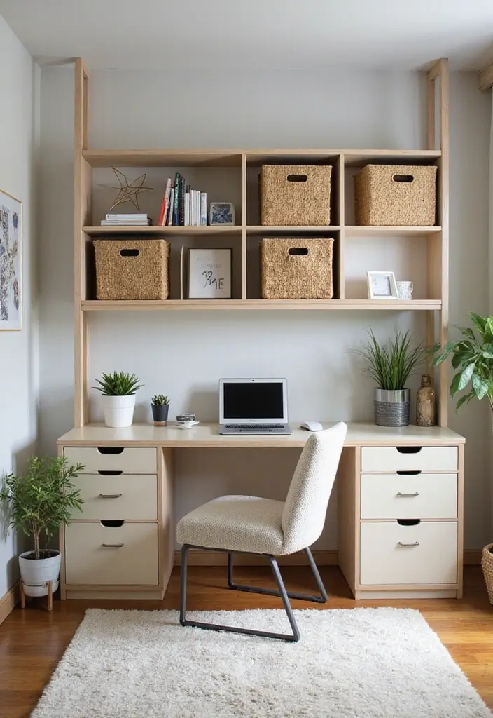 22 Office Decoration Ideas That Feel Fresh & Stylish - 7. Customizable Storage Solutions