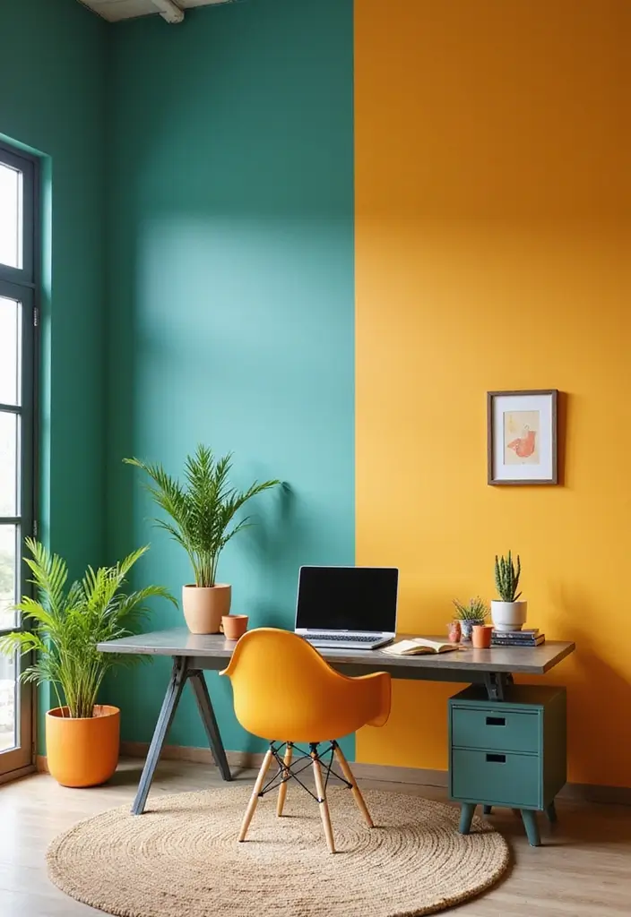 22 Office Decoration Ideas That Feel Fresh & Stylish - 9. Creative Use of Color