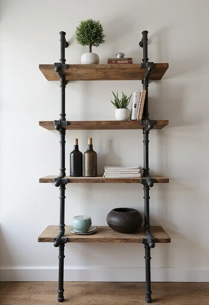 22 Office Shelving Ideas That Mix Storage & Style - 10. Industrial Pipe Shelving