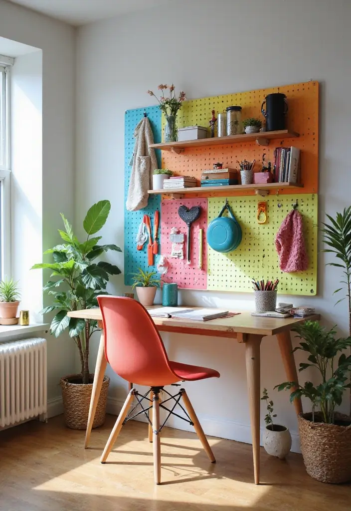 22 Office Shelving Ideas That Mix Storage & Style - 11. Pegboard Storage Solutions