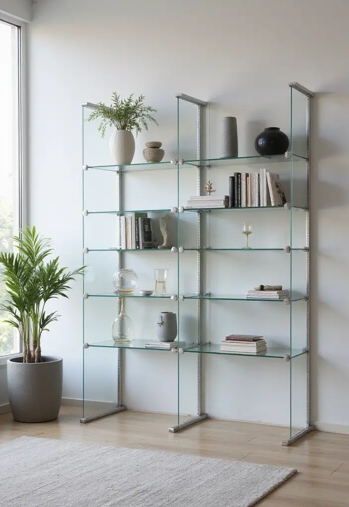 22 Office Shelving Ideas That Mix Storage & Style - 14. Glass Shelving Units