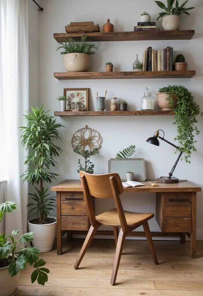 22 Office Shelving Ideas That Mix Storage & Style - 5. Reclaimed Wood Shelving