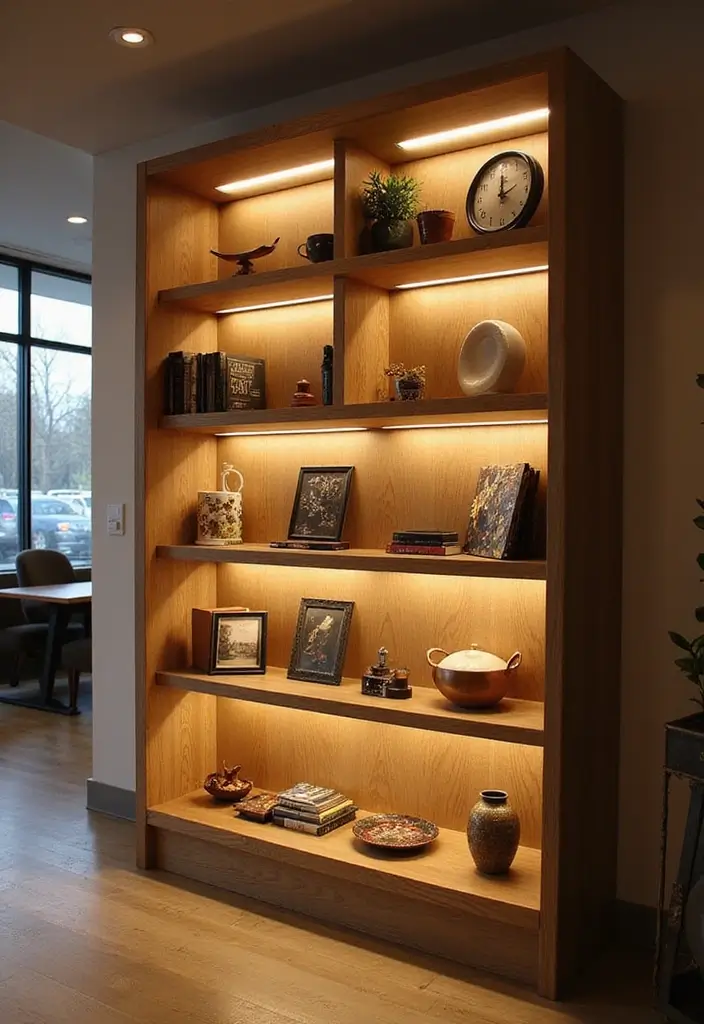 22 Office Shelving Ideas That Mix Storage & Style - 8. Display Shelves with Lighting