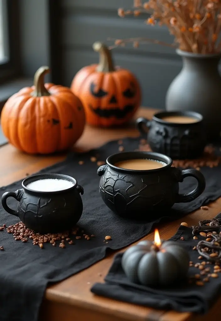 20 Halloween Office Decor Ideas That Are Spooky & Fun - 6. Witch's Brew Coffee Station