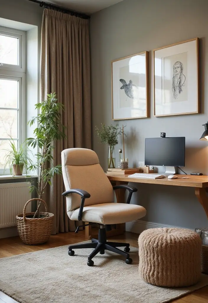 25 Cozy Home Office Ideas That Make Work Comfortable - 15. Soft, Comfortable Seating