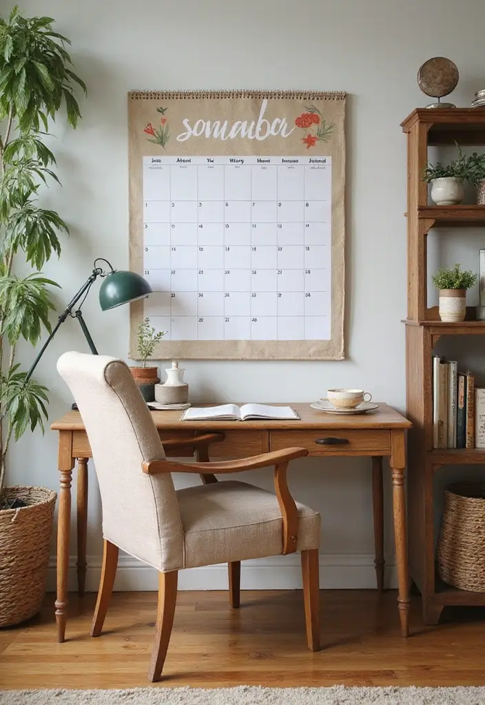 25 Cozy Home Office Ideas That Make Work Comfortable - 17. Personalized Calendar
