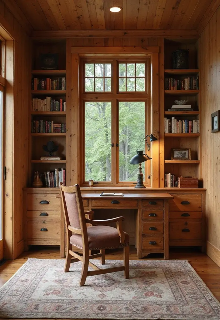 25 Cozy Home Office Ideas That Make Work Comfortable - 21. Warm Wood Accents