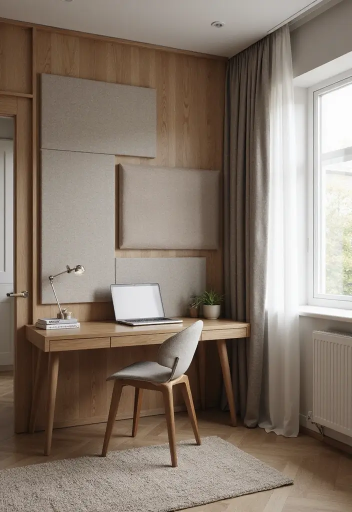 25 Cozy Home Office Ideas That Make Work Comfortable - 23. Soft Acoustic Panels