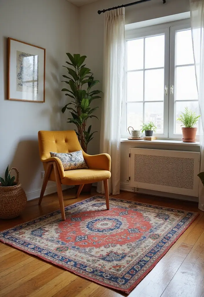 25 Cozy Home Office Ideas That Make Work Comfortable - 3. Colorful Rugs