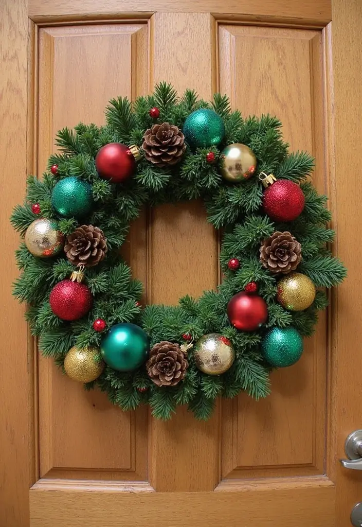 25 Creative Office Door Christmas Decoration Ideas for Remote Workspaces - 1. Whimsical Wreaths