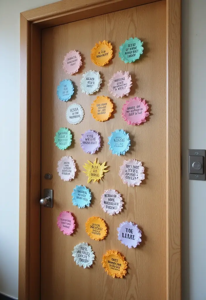 25 Creative Office Door Christmas Decoration Ideas for Remote Workspaces - 10. Inspirational Quote Decorations