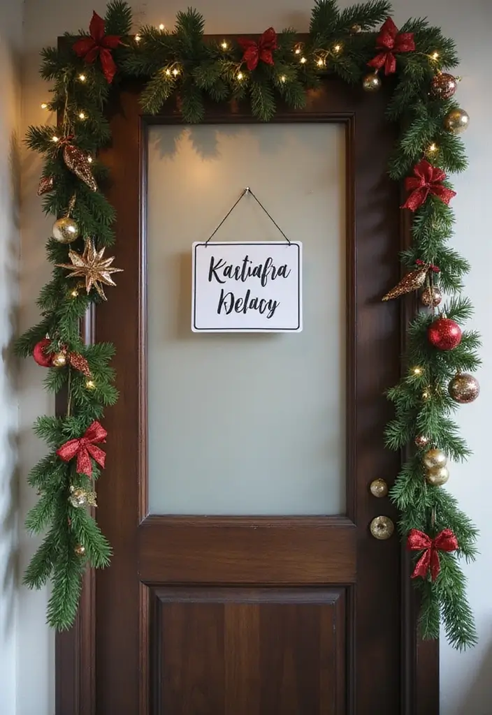 25 Creative Office Door Christmas Decoration Ideas for Remote Workspaces - 17. Personalized Name Tags