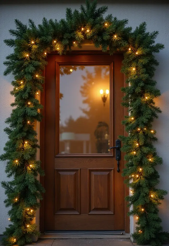 25 Creative Office Door Christmas Decoration Ideas for Remote Workspaces - 2. Festive Garland