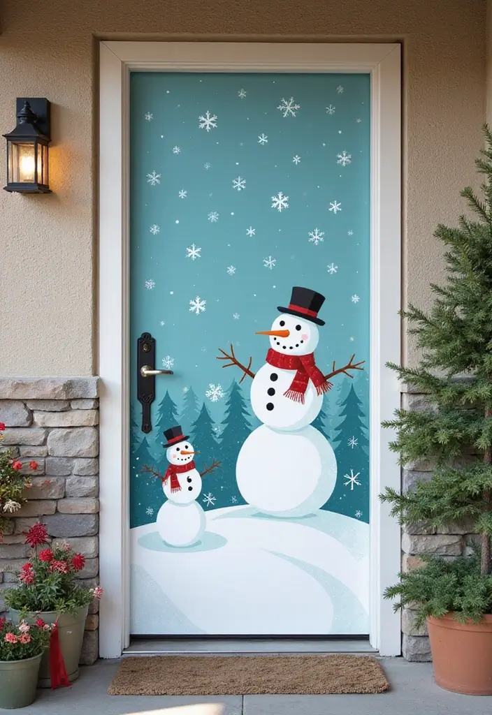 25 Creative Office Door Christmas Decoration Ideas for Remote Workspaces - 8. Themed Door Wraps