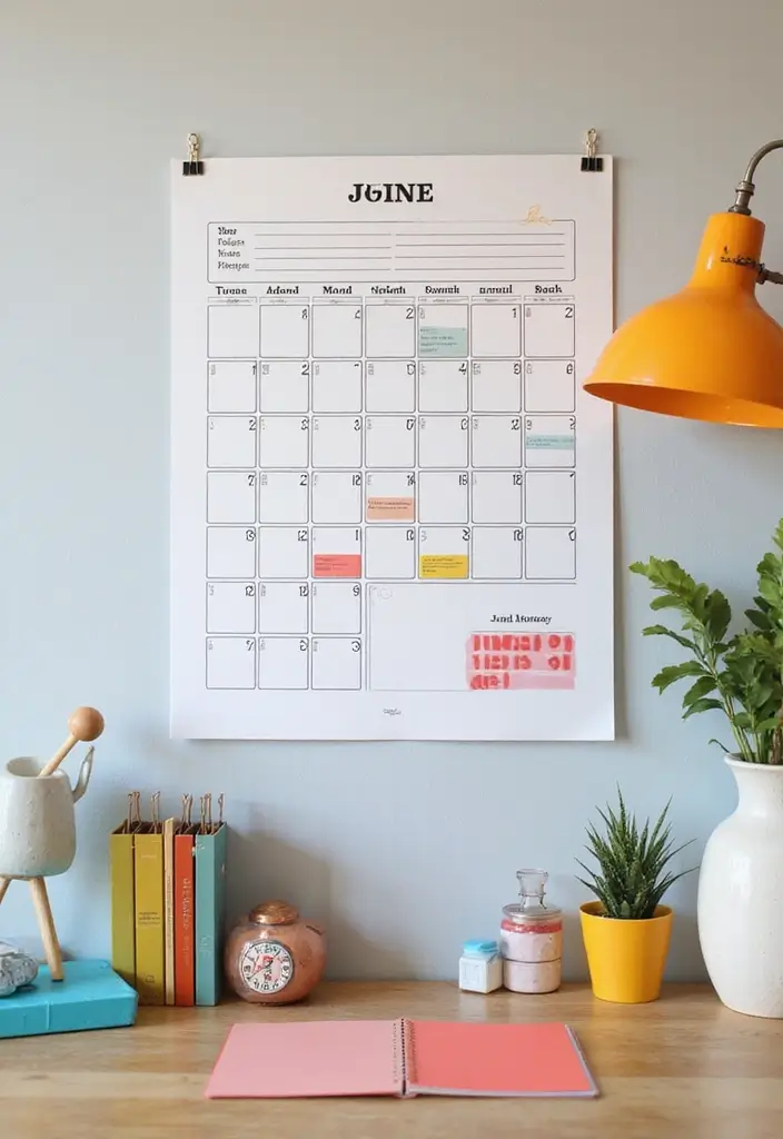 25 Desk Office Ideas That Upgrade Your Workspace - 13. Personalized Calendar