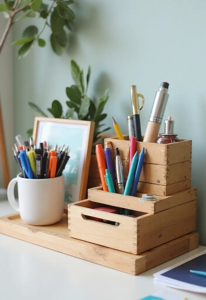 25 Desk Office Ideas That Upgrade Your Workspace - 16. DIY Desk Organizer