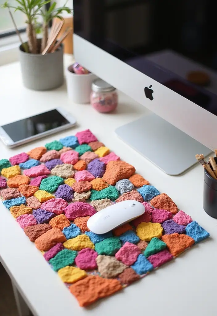 25 Desk Office Ideas That Upgrade Your Workspace - 24. Colorful Desk Mats